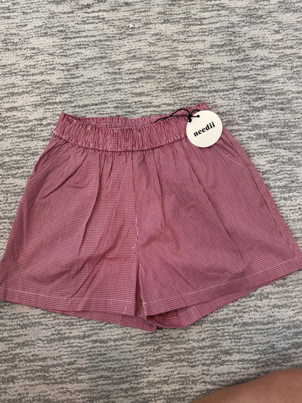 Needli High-Waist Pink Gingham Shorts